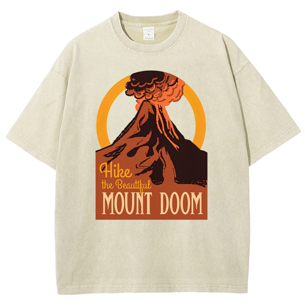 Hike the Beautiful Mount Doom" Volcano Graphic Washed T-Shirt
