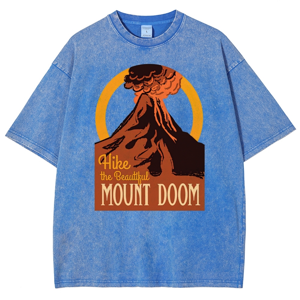 Hike the Beautiful Mount Doom" Volcano Graphic Washed T-Shirt