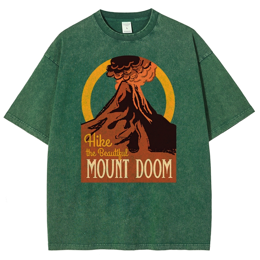 Hike the Beautiful Mount Doom" Volcano Graphic Washed T-Shirt