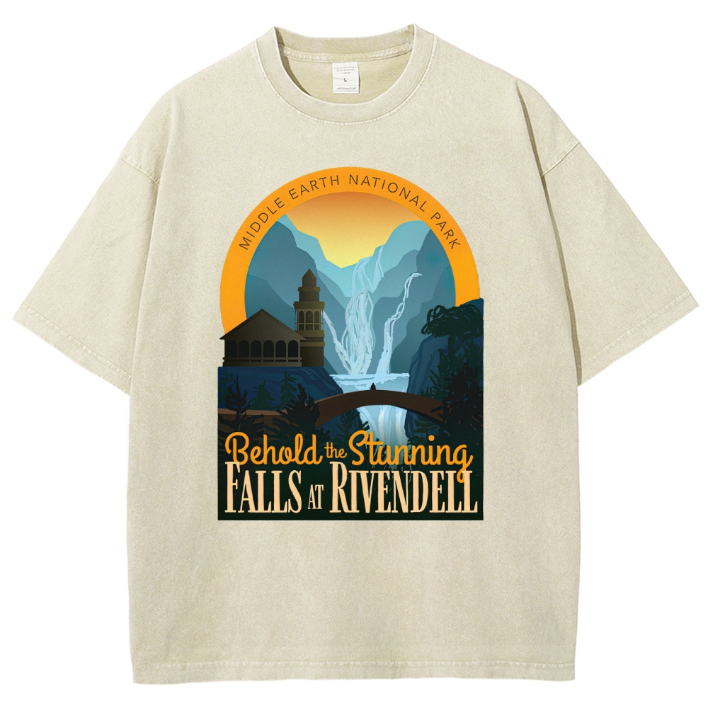 Middle Earth National Park" Rivendell Falls Graphic Washed T-Shirt