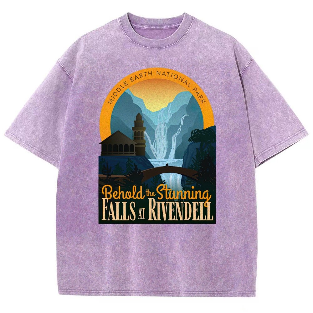 Middle Earth National Park" Rivendell Falls Graphic Washed T-Shirt