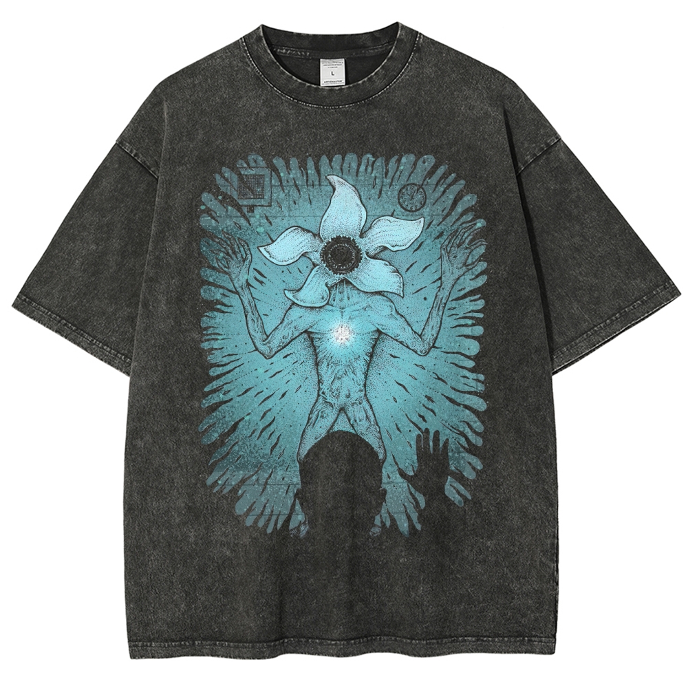 "Flower-Human Entity" Surreal Sci-Fi Horror Graphic Washed T-Shirt