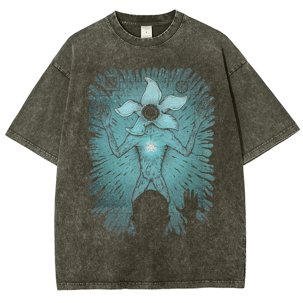 "Flower-Human Entity" Surreal Sci-Fi Horror Graphic Washed T-Shirt