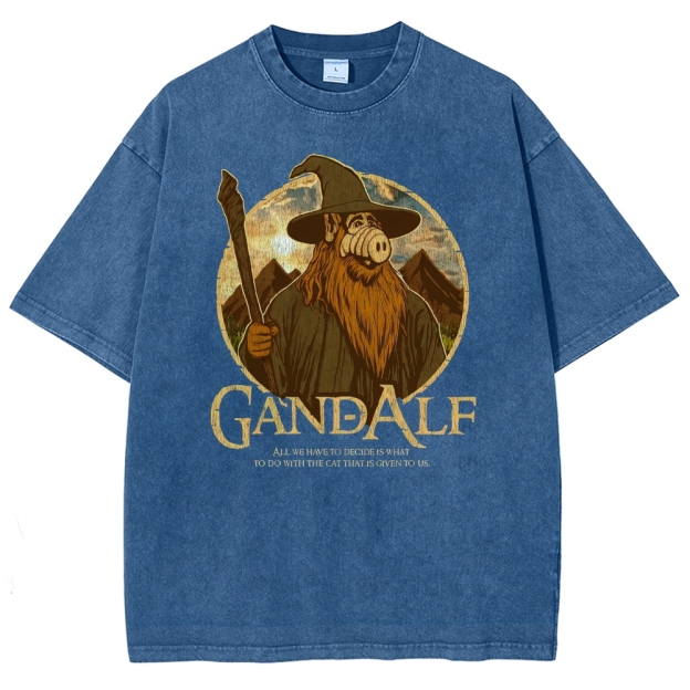 "Gandalf" High-Fantasy Wizard Quote Graphic Washed T-Shirt