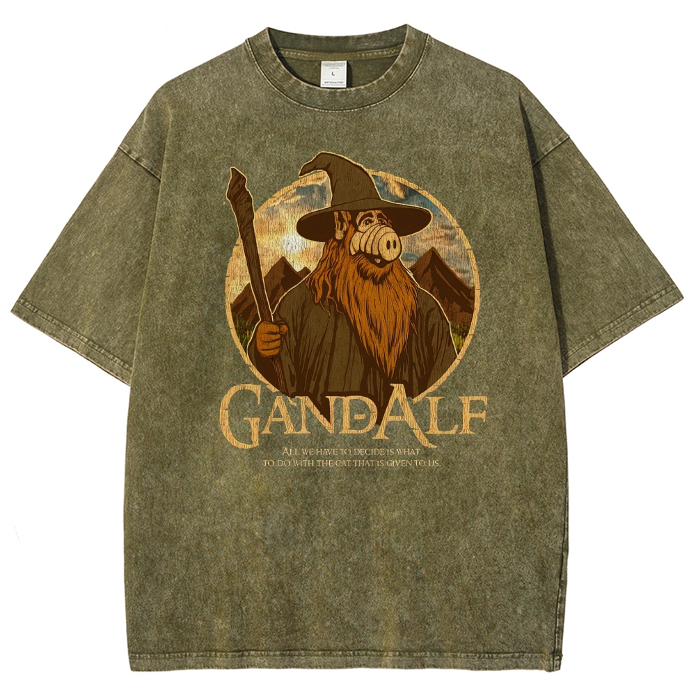 "Gandalf" High-Fantasy Wizard Quote Graphic Washed T-Shirt
