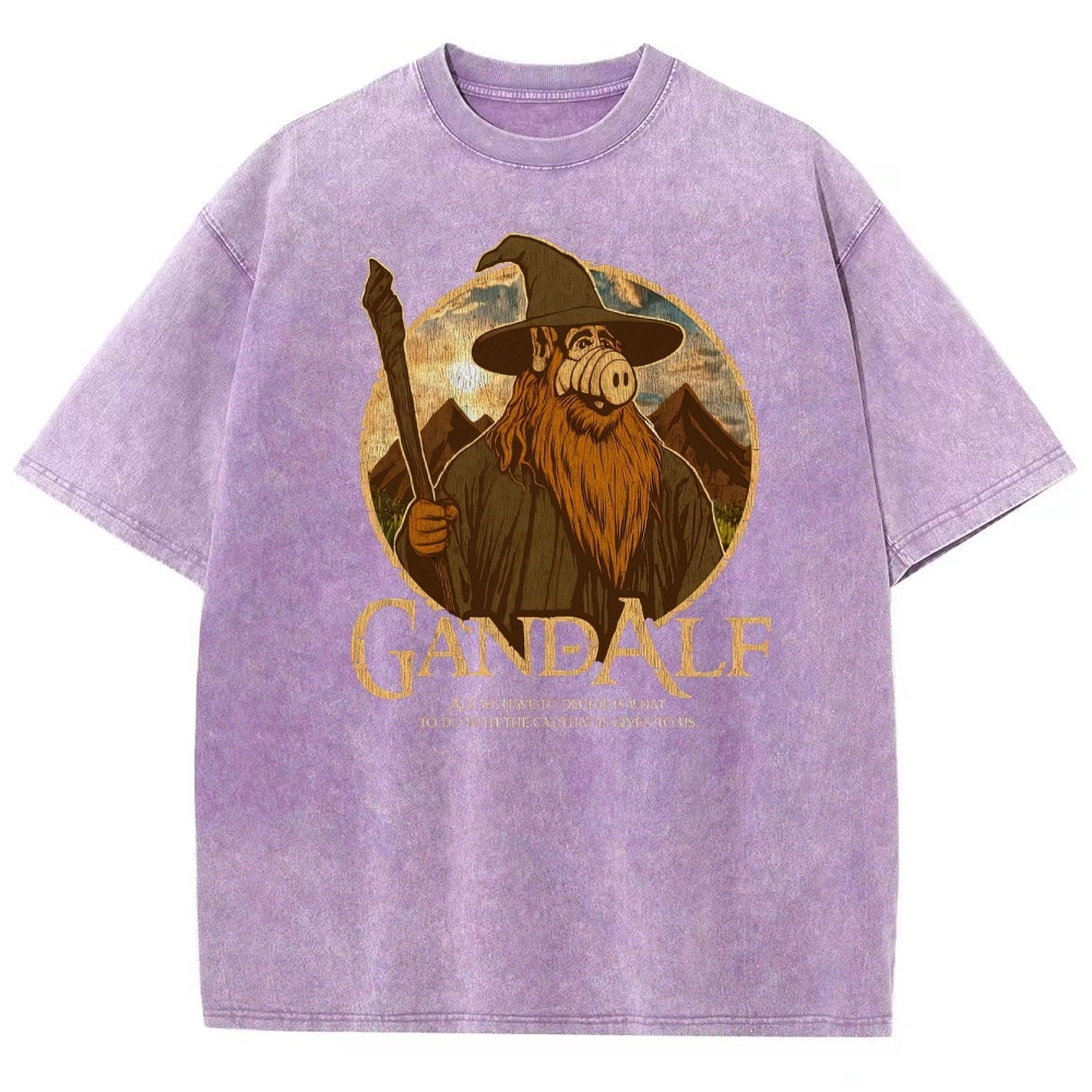 "Gandalf" High-Fantasy Wizard Quote Graphic Washed T-Shirt