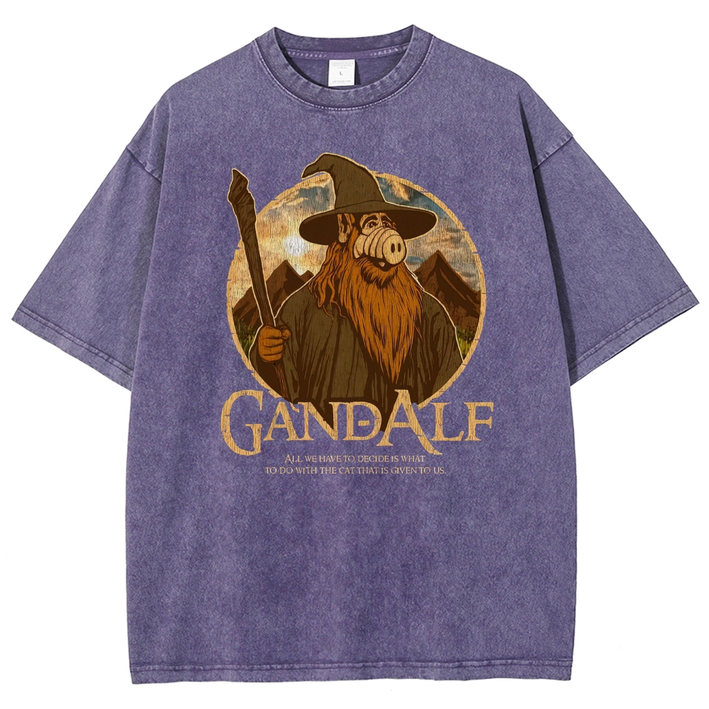 "Gandalf" High-Fantasy Wizard Quote Graphic Washed T-Shirt
