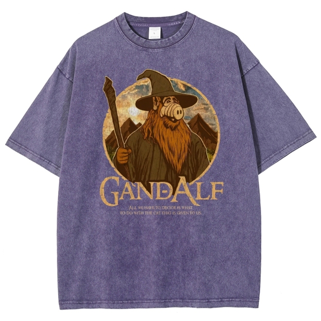 "Gandalf" High-Fantasy Wizard Quote Graphic Washed T-Shirt