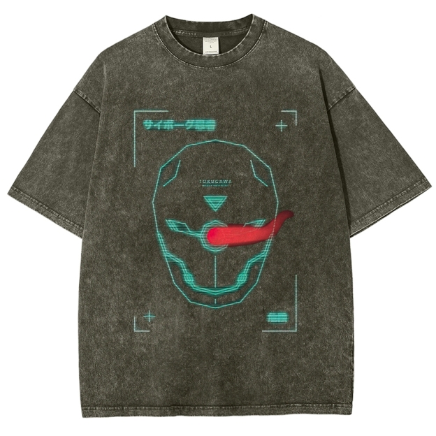 Torikawa Cybernetic Helmet Metal Gear Graphic Washed T-Shirt