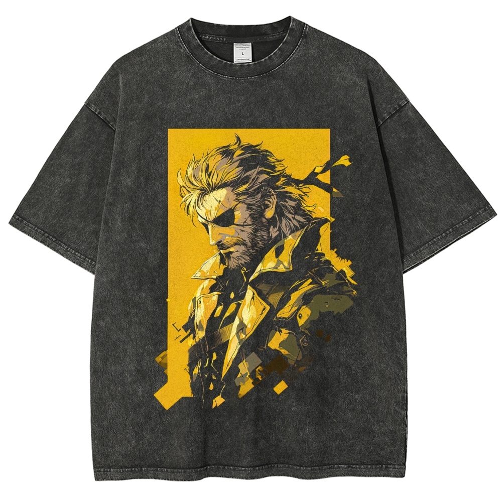 Cybernetic Soldier Fragmented Art Graphic Washed T-Shirt