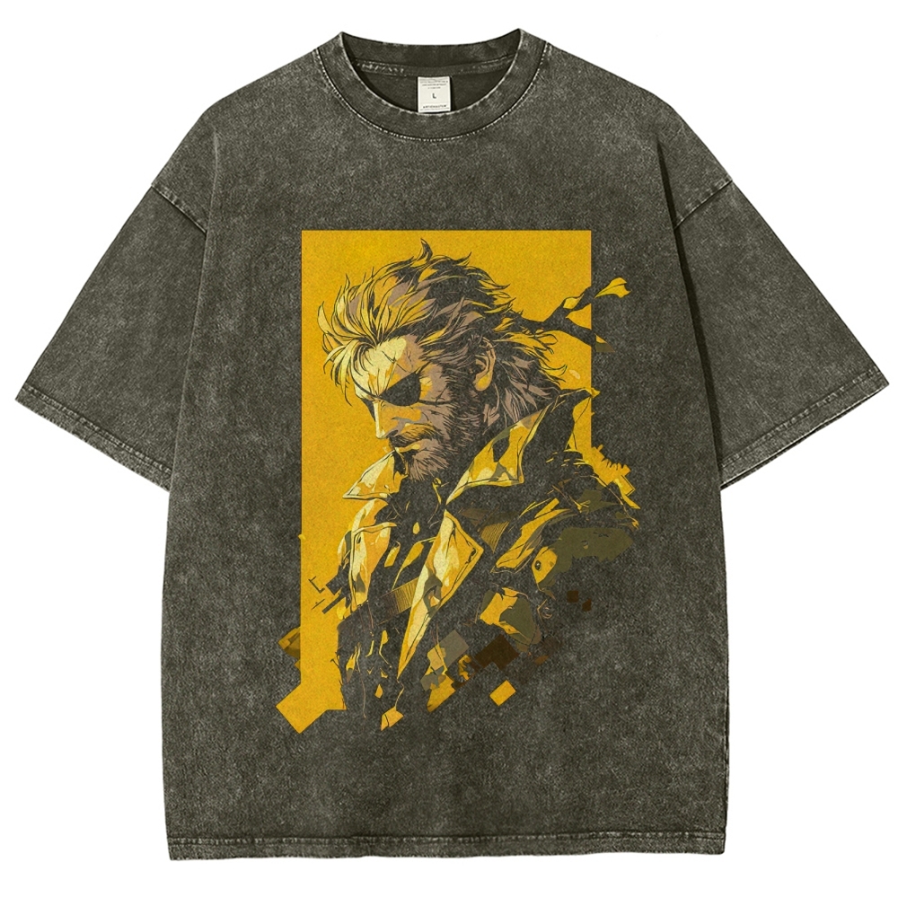 Cybernetic Soldier Fragmented Art Graphic Washed T-Shirt