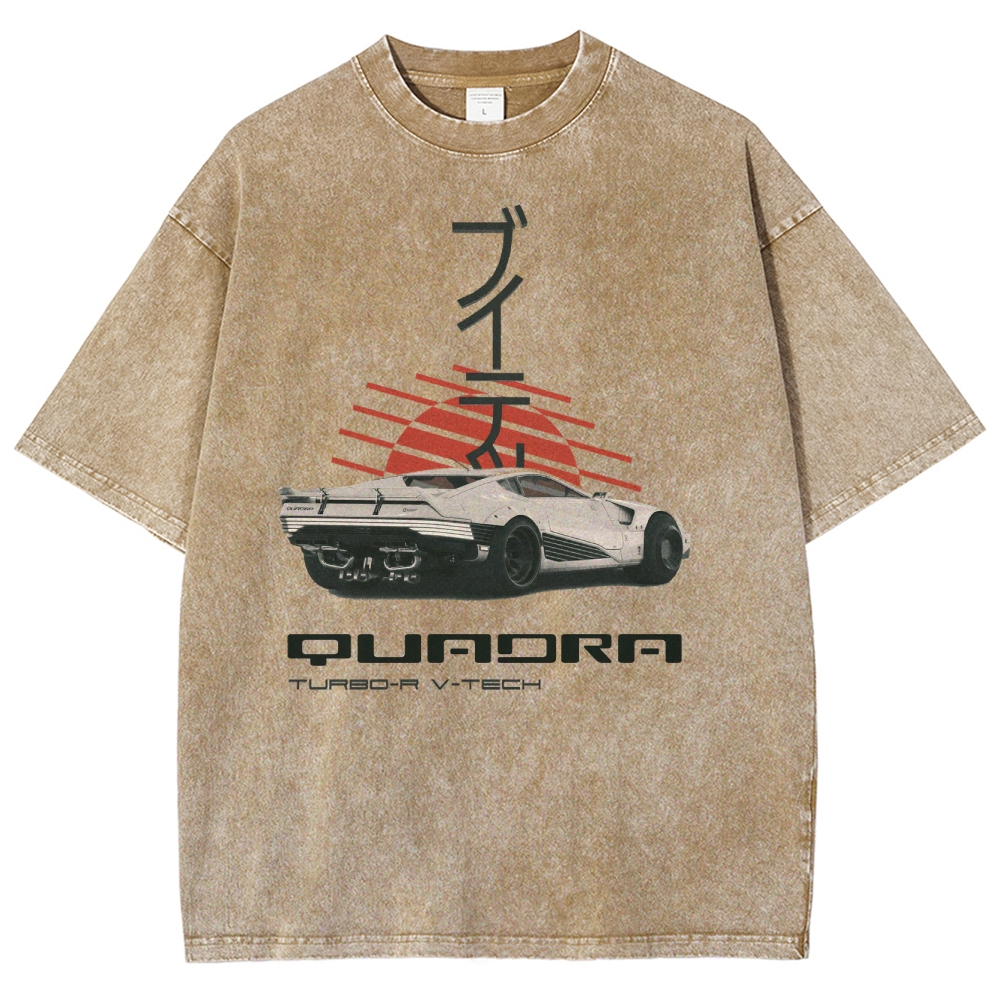 Quadra Turbo-R V-Tech Retro Cyberpunk Car Graphic Washed T-Shirt