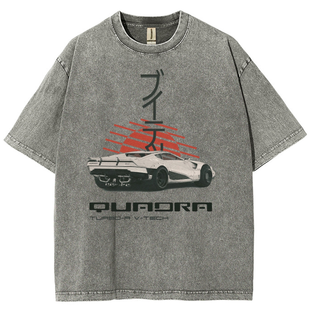 Quadra Turbo-R V-Tech Retro Cyberpunk Car Graphic Washed T-Shirt