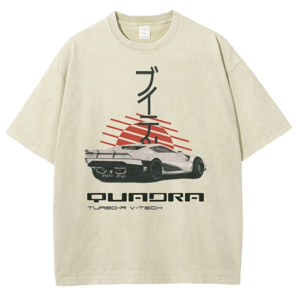Quadra Turbo-R V-Tech Retro Cyberpunk Car Graphic Washed T-Shirt