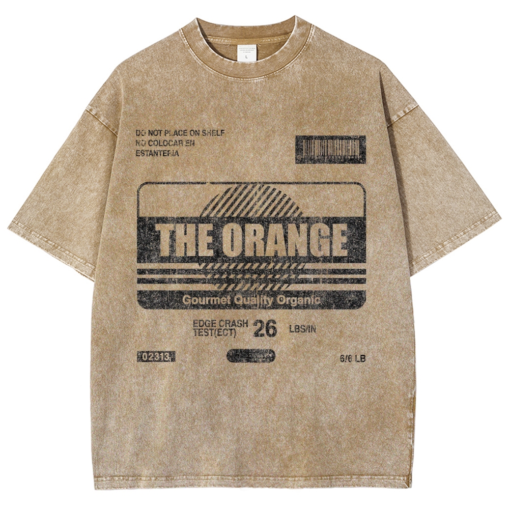  Orange Box Label Graphic Washed T-Shirt