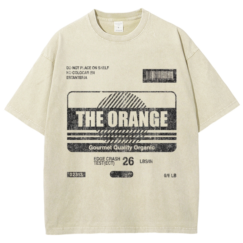  Orange Box Label Graphic Washed T-Shirt