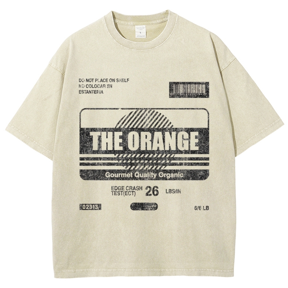 Orange Box Label Graphic Washed T-Shirt