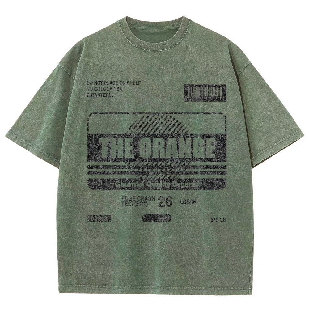  Orange Box Label Graphic Washed T-Shirt