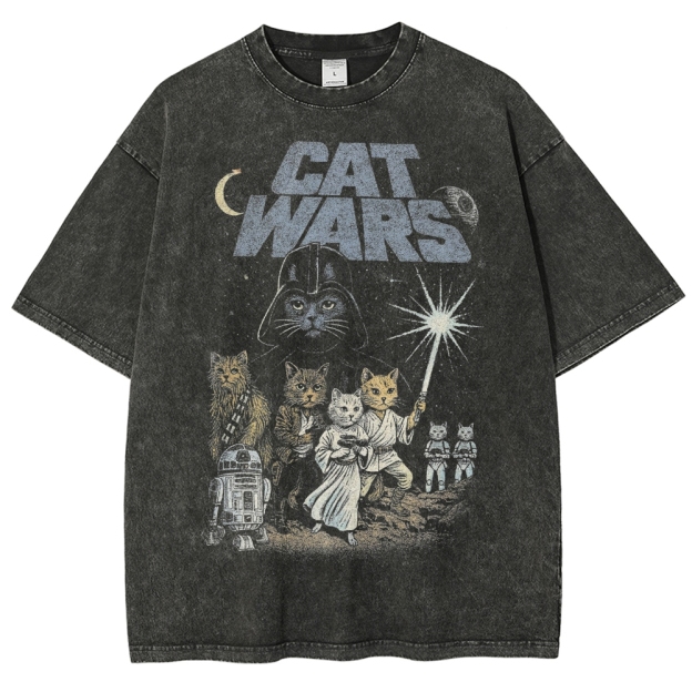 Cat Wars Vintage 90s Washed T-Shirt