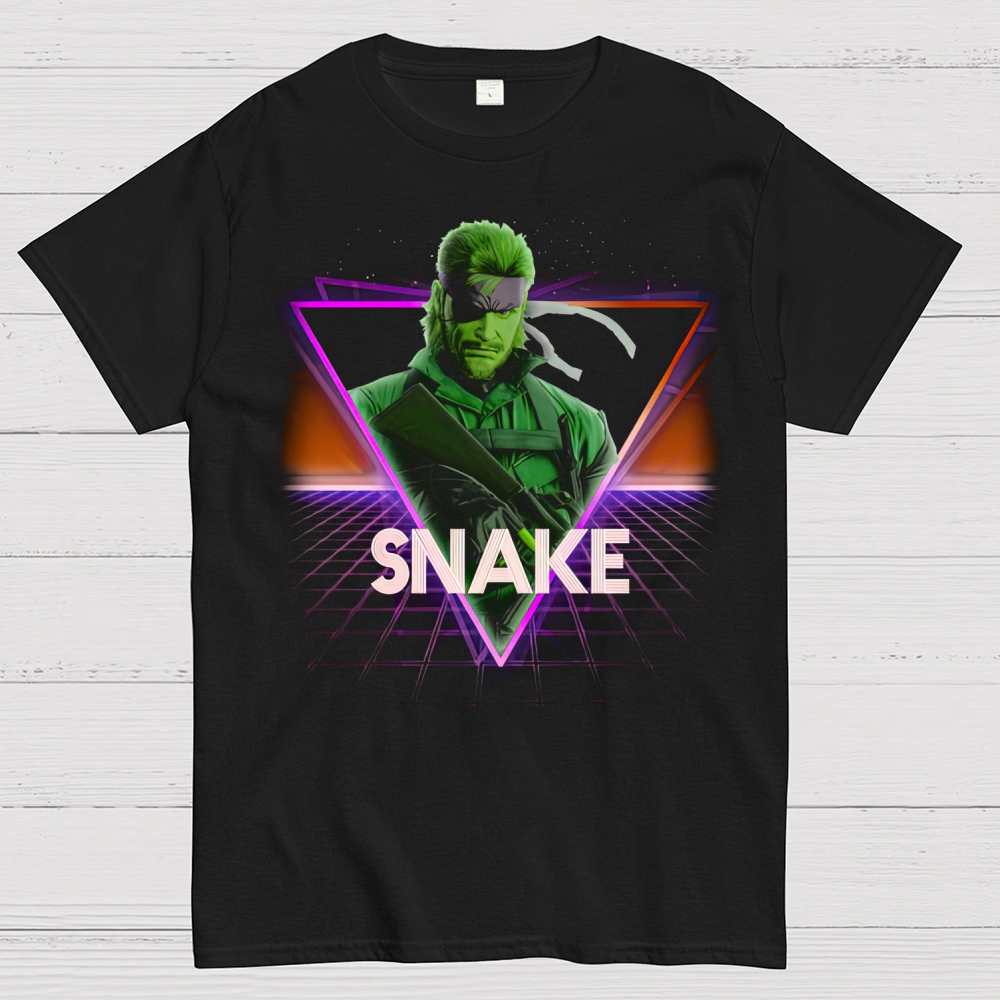 Snake Synthwave Tactical Graphic Cotton T-shirt 