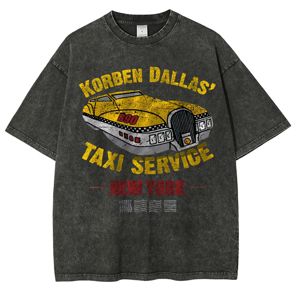 Retro Sci-Fi Korben Dallas Taxi Washed T-Shirt 