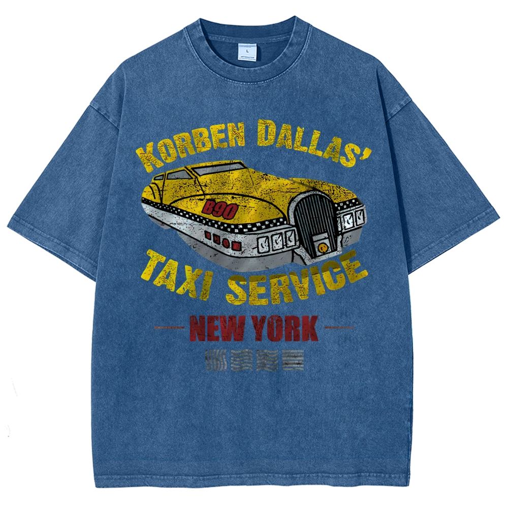 Retro Sci-Fi Korben Dallas Taxi Washed T-Shirt 