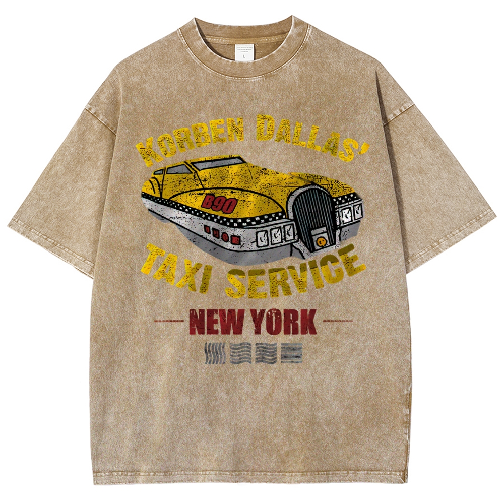 Retro Sci-Fi Korben Dallas Taxi Washed T-Shirt 