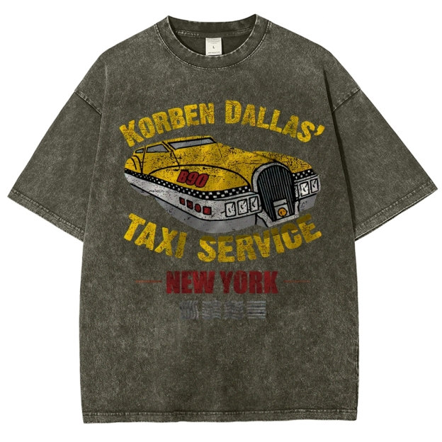 Retro Sci-Fi Korben Dallas Taxi Washed T-Shirt 