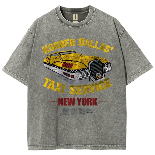 Retro Sci-Fi Korben Dallas Taxi Washed T-Shirt 