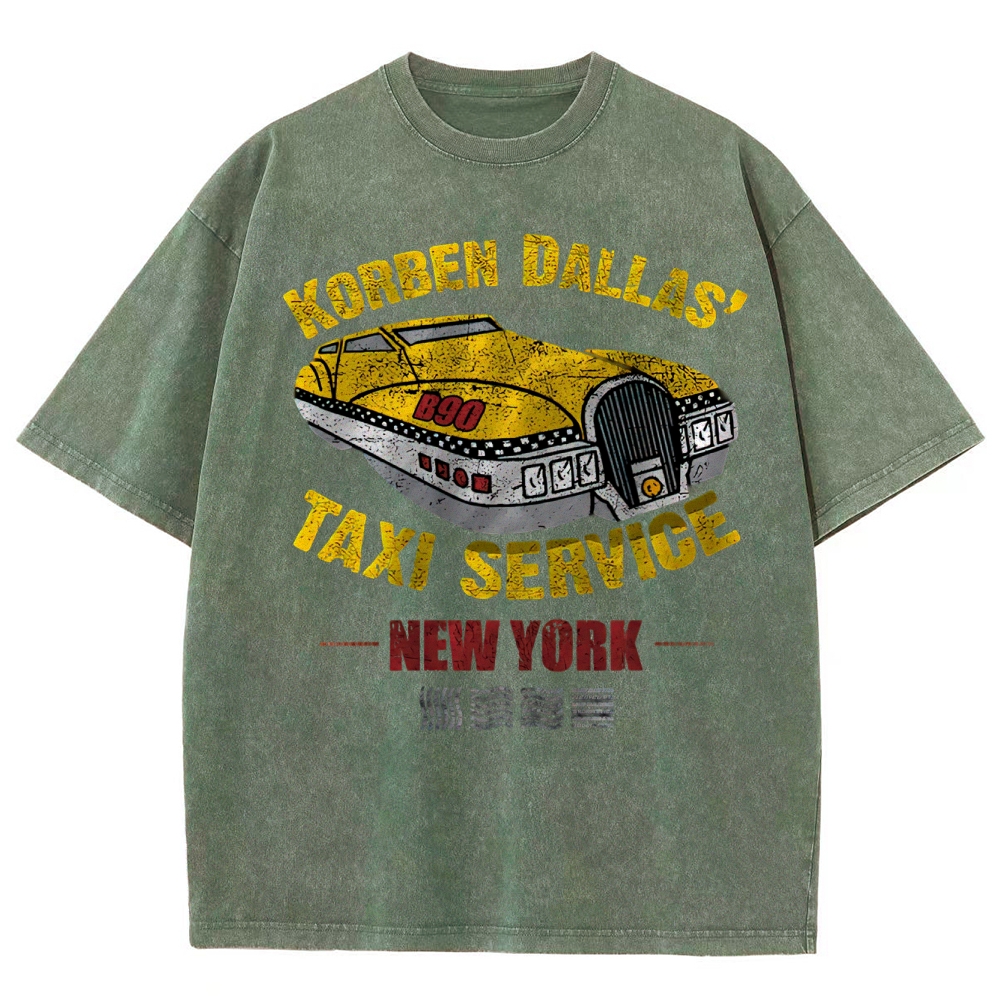 Retro Sci-Fi Korben Dallas Taxi Washed T-Shirt 
