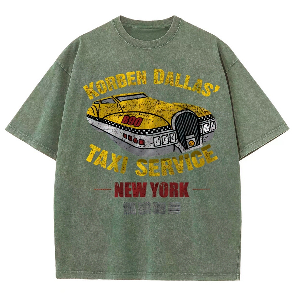 Retro Sci-Fi Korben Dallas Taxi Washed T-Shirt 