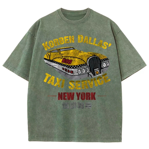 Retro Sci-Fi Korben Dallas Taxi Washed T-Shirt 