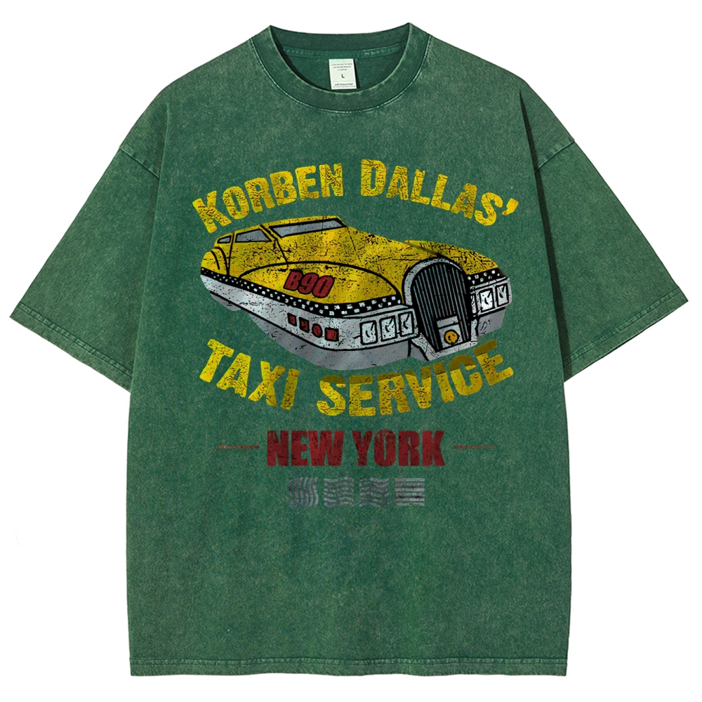 Retro Sci-Fi Korben Dallas Taxi Washed T-Shirt 