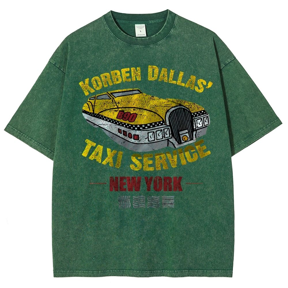Retro Sci-Fi Korben Dallas Taxi Washed T-Shirt 