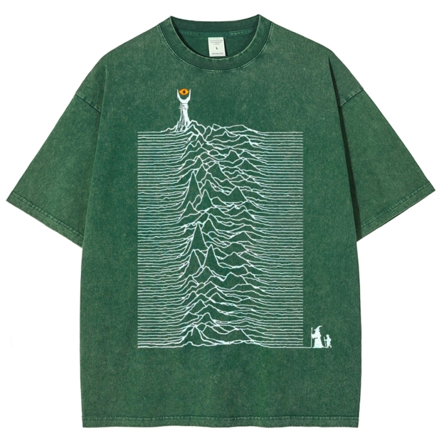 Wave-Distorted Landscape Surreal Graphic Washed T-Shirt