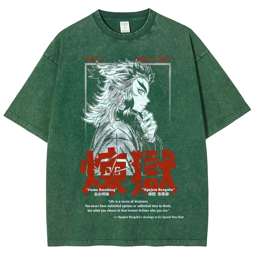 Demon Slayer Flame Breathing Graphic Washed T-Shirt
