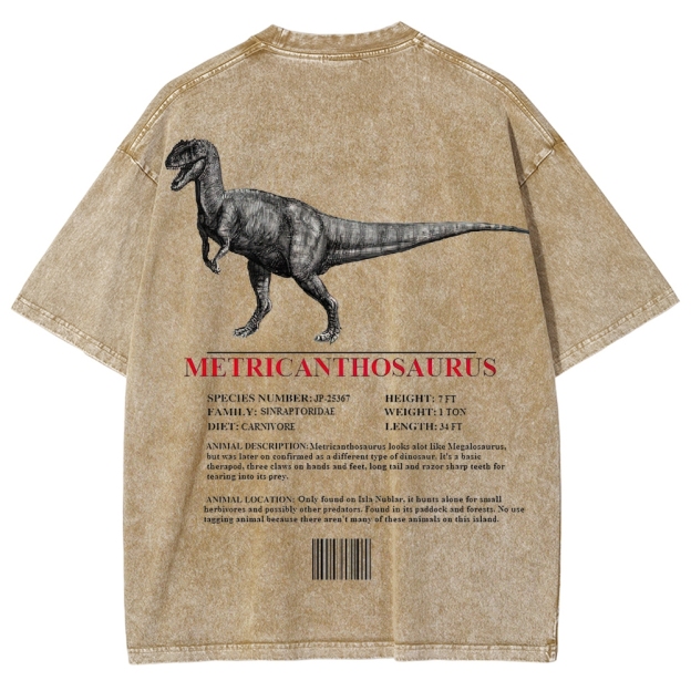 Metricanthosaurus Dinosaur Field Guide Graphic Washed T-Shirt