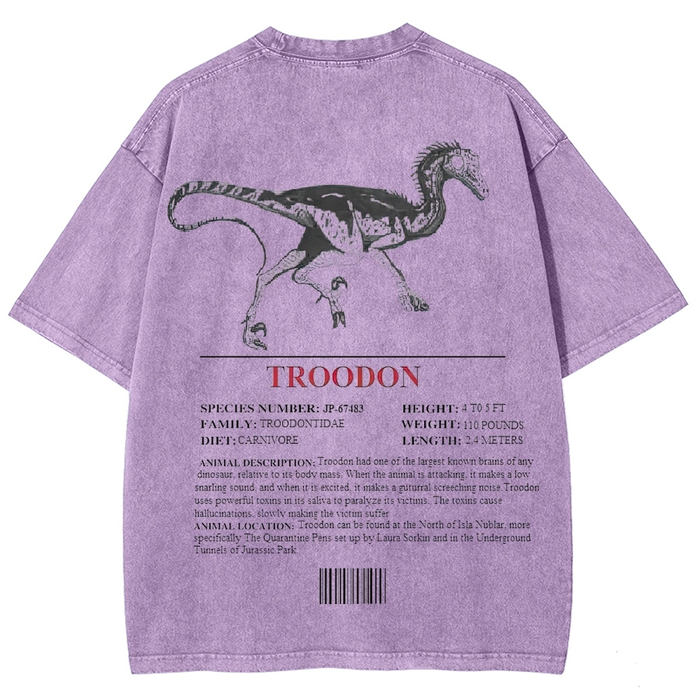 Troodon Dinosaur Field Log Graphic Washed T-Shirt