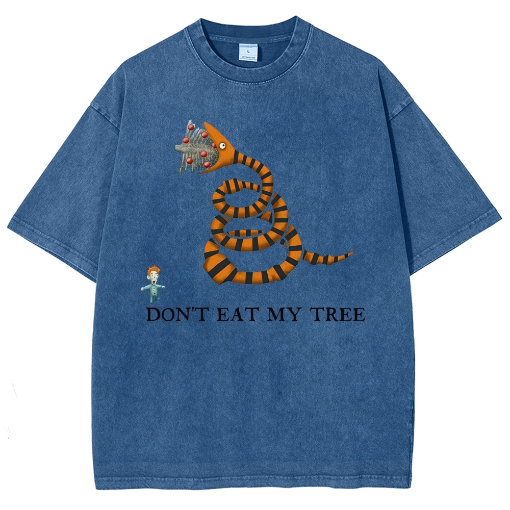 Don't Eat My Tree Whimsical Creature Graphic Washed T-Shirt