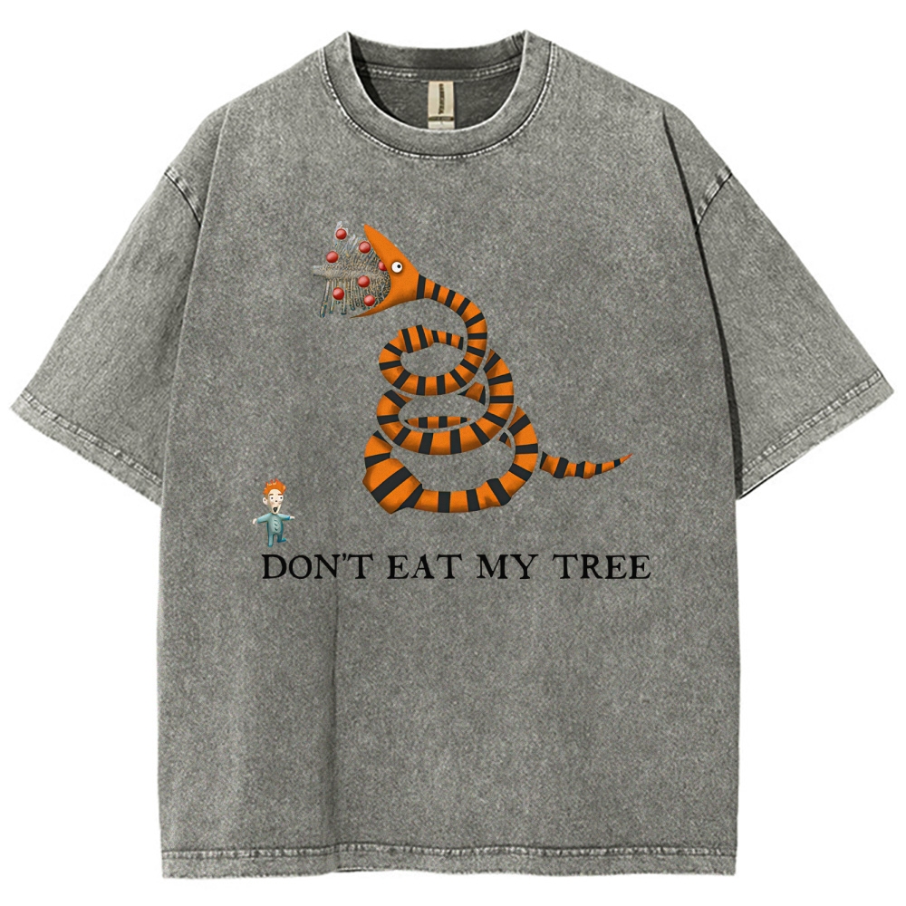 Don't Eat My Tree Whimsical Creature Graphic Washed T-Shirt