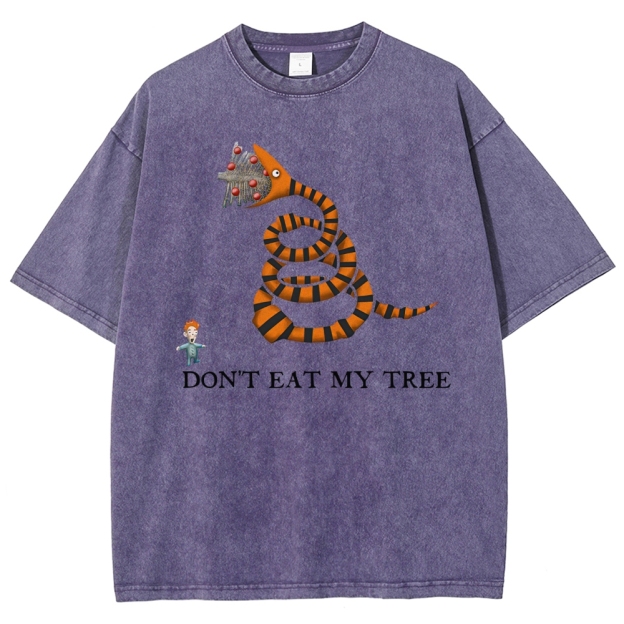Don't Eat My Tree Whimsical Creature Graphic Washed T-Shirt