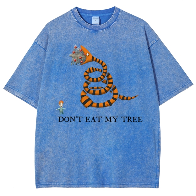 Don't Eat My Tree Whimsical Creature Graphic Washed T-Shirt