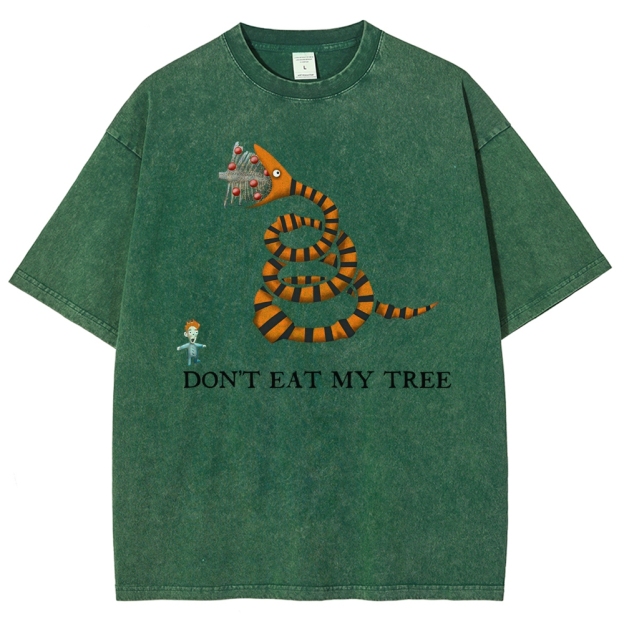 Don't Eat My Tree Whimsical Creature Graphic Washed T-Shirt