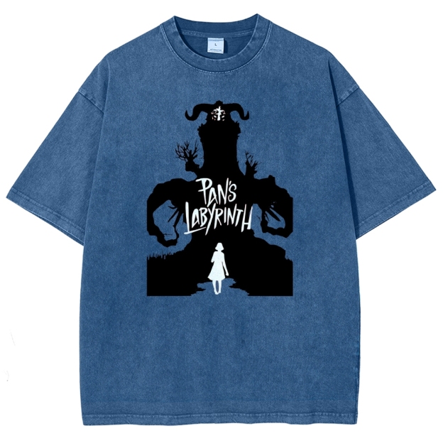 Labyrinth Faun & Figure Silhouette Graphic Washed T-Shirt