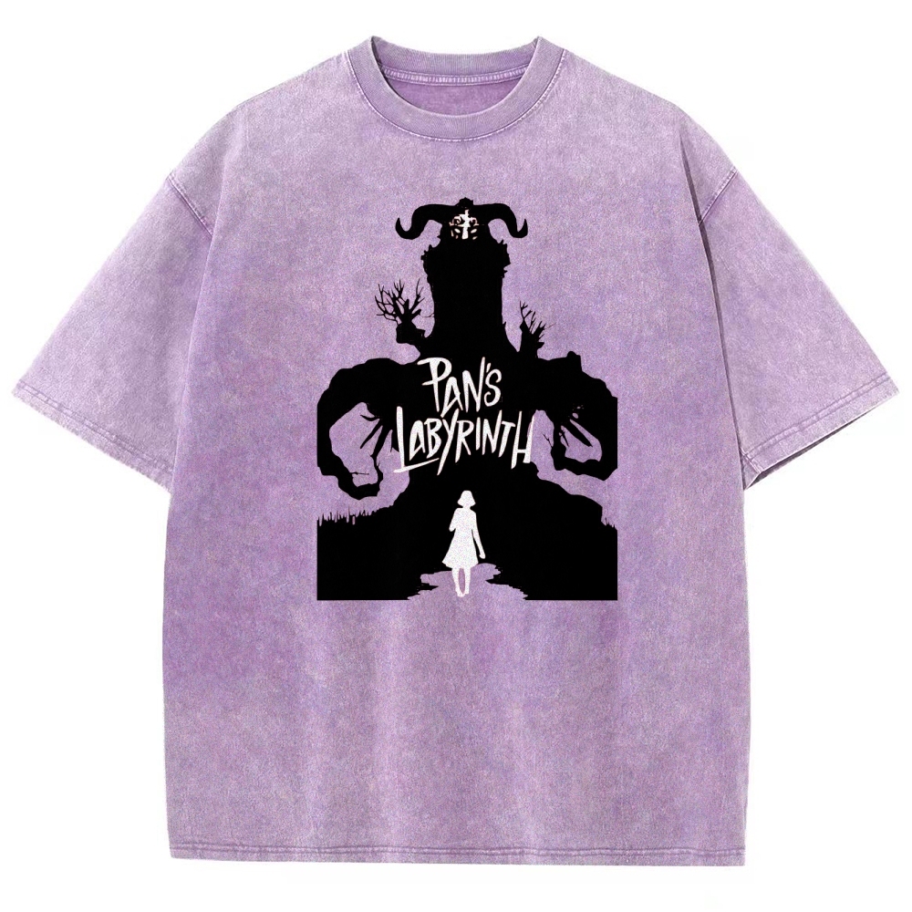 Labyrinth Faun & Figure Silhouette Graphic Washed T-Shirt