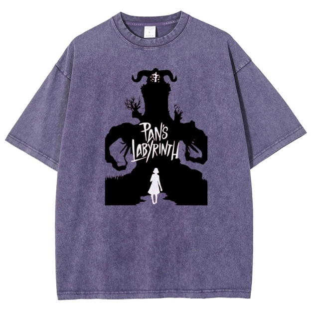 Labyrinth Faun & Figure Silhouette Graphic Washed T-Shirt