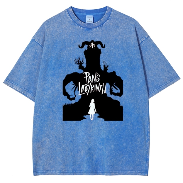 Labyrinth Faun & Figure Silhouette Graphic Washed T-Shirt
