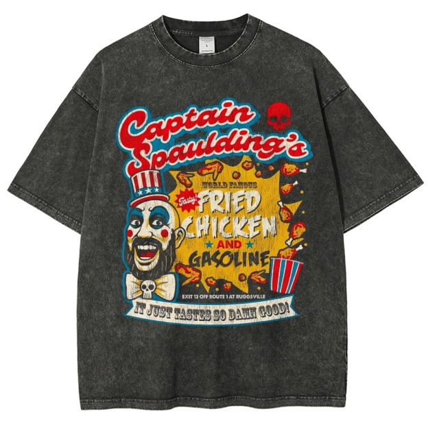 Captain Spaulding's Fried Chicken & Gasoline Graphic Washed T-Shirt