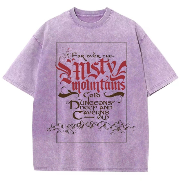 Far Over the Misty Mountains Fantasy Quote Graphic Washed T-Shirt