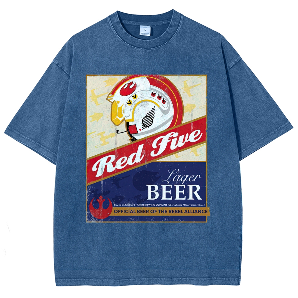  Space Lager Label Parody Washed T-Shirt 